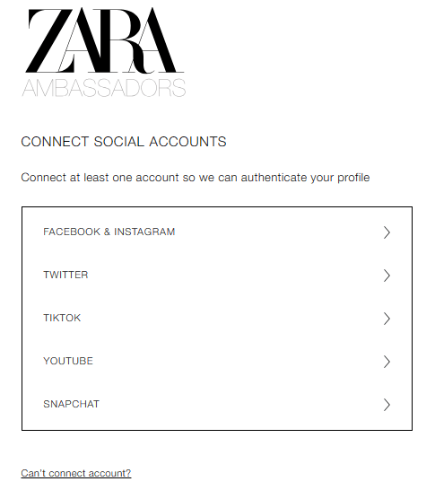 zara-ambassador-program-log-in