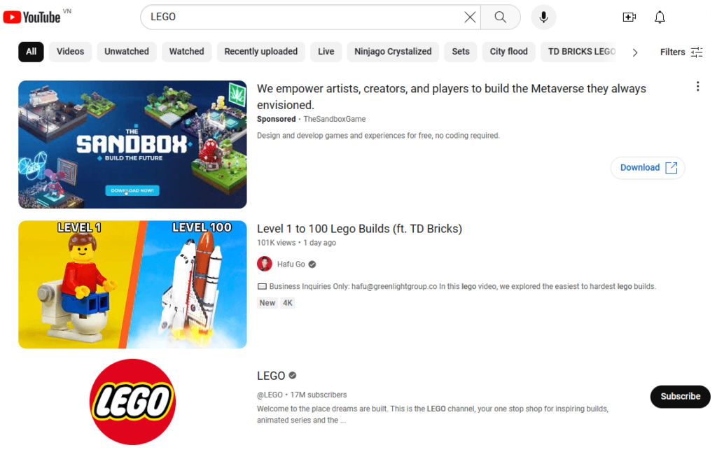 lego-on-youtube-serp