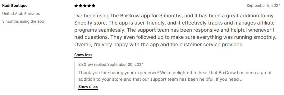 bixgrow-a-customer-review-saying-the app-is-user-friendly