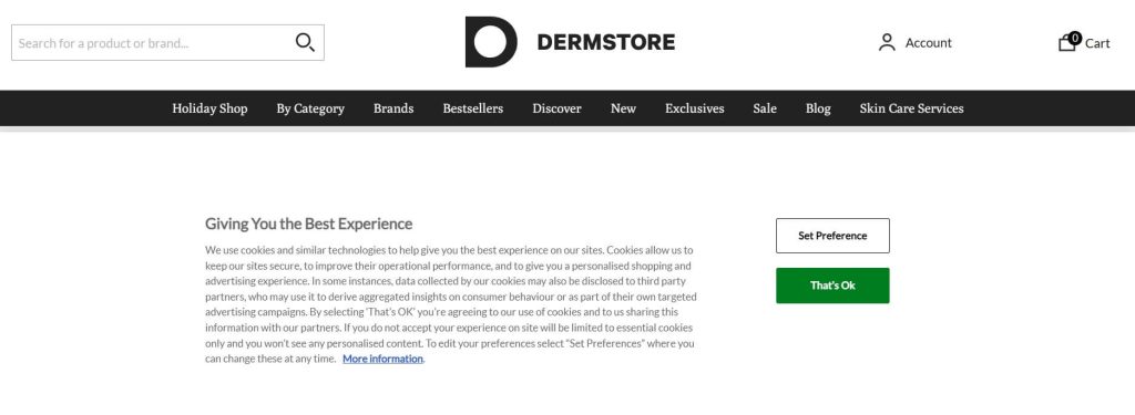 Dermstore-homepage