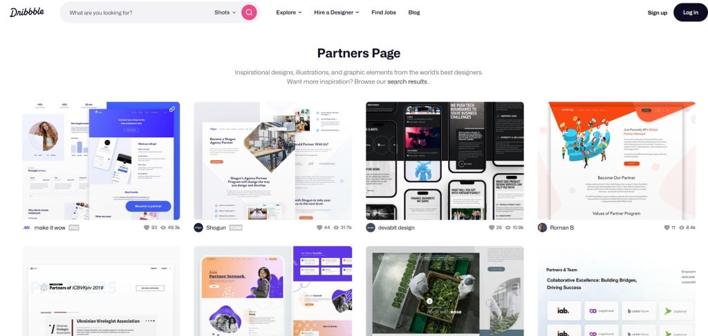 dribble-partner-page-templates